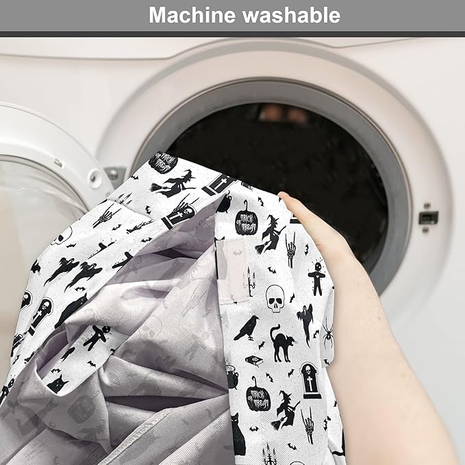 Lunarable Halloween Dog Crate Cover, Horror Pattern Tombstone Kitty Owl Voodoo Trick or Treat Pumpkin, Easy to Use Pet Kennel Cover for Cats & Medium Dogs, 24 Inch, Grey Black Charcoal