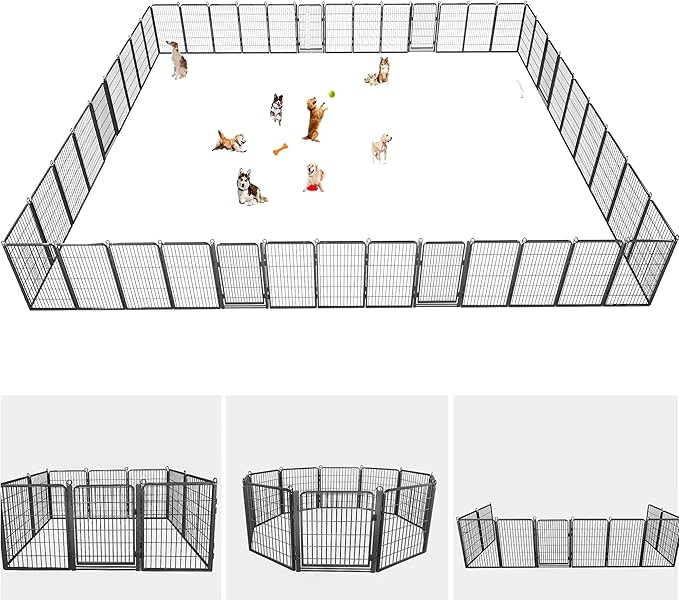 Dog Playpen with Extra Large Door Dog Fence Outdoor for Yard Indoor Dog Pen 40inch 38 Panels Dog Pens Outside Anti-Rust Pet Fence Portable Dog Fence for RV Camping Yard
