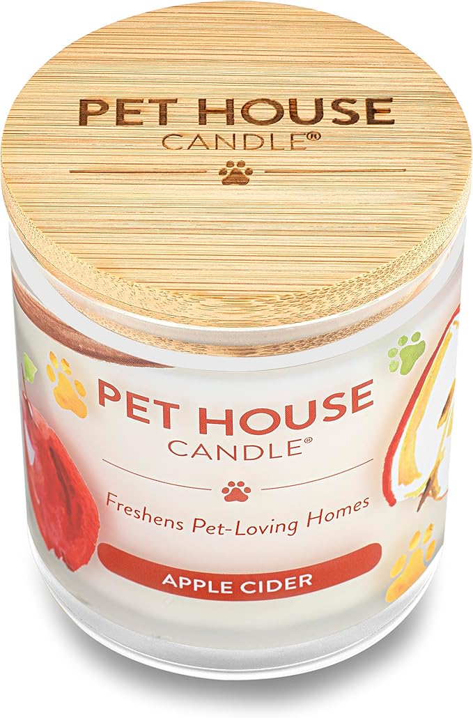 One Fur All Pet House Candle Plant-Based/Soy Candle - Clean Burning Scented Candles, Long Lasting Pet Odor Candles for Home - Apple Cider