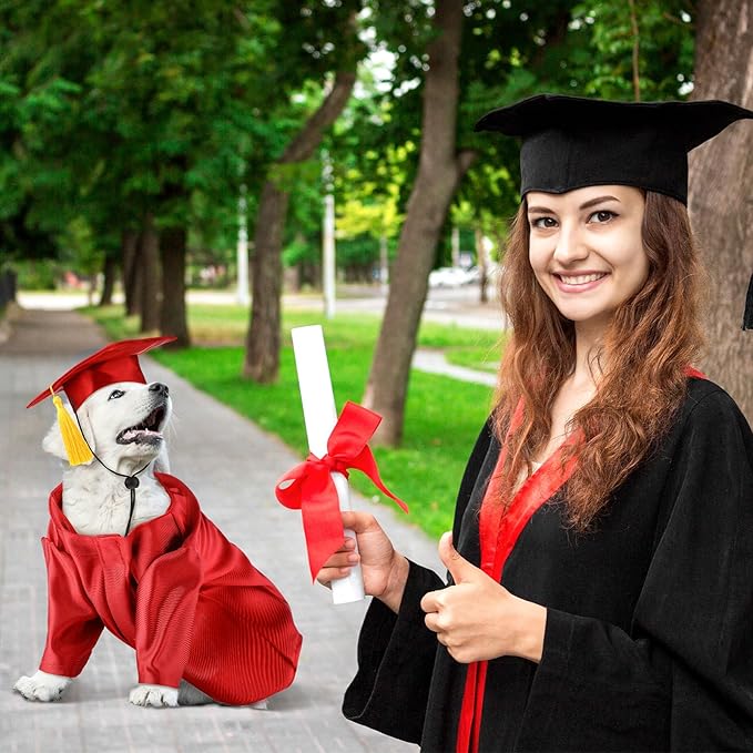 Dog Graduation Cap and Gown 2025 Washable Pet Graduation Costume for Dog Cat Shirt and hat(Marnoon)