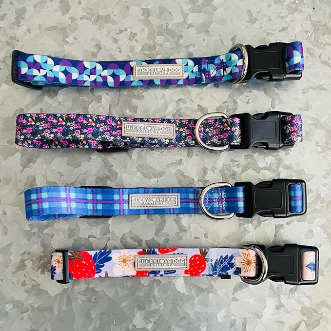 Lucky Love Dog Patterned Dog Collar - Adjustable, Durable, Soft Webbing, & Comfortable Dog Collar for Male and Female Dogs - Cool Dog Collar in Jasper Pattern with Strong Buckle, Large Size