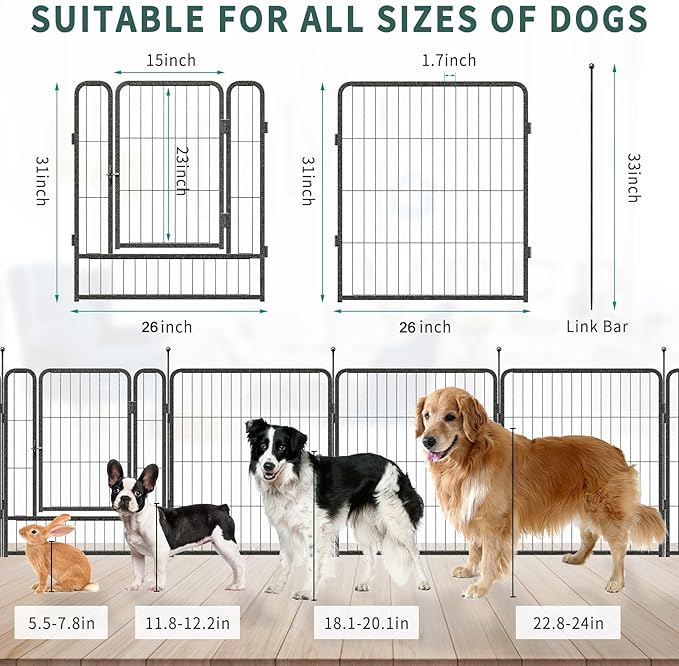 Musen Dog Playpen Indoor Outdoor, 16 Panels Dog Pen 32" Height Dog Fence Exercise with Doors for Large/Medium/Small Dogs, Portable Pet Playpen for Yard RV Camping, Hammer Paint Finish (Patent Pending)