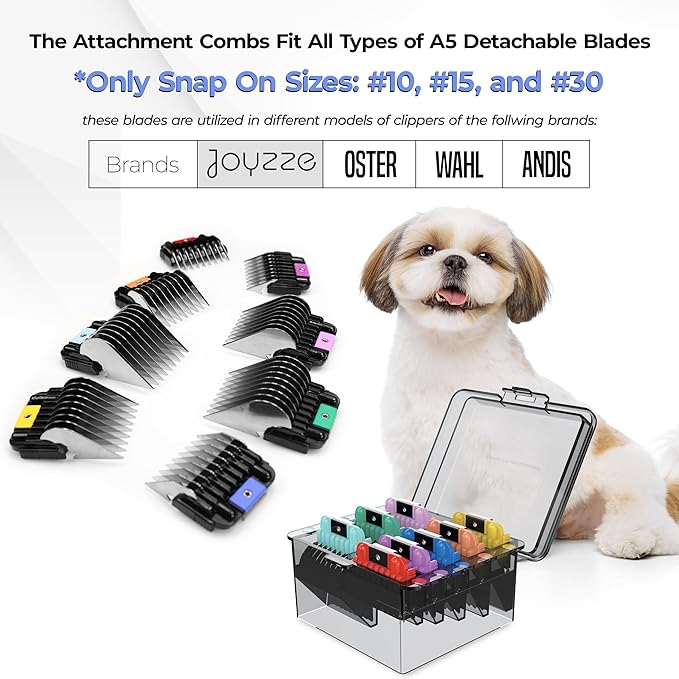 A5 Clipper Stainless Steel Comb Set – Grooming Guide Combs for Dogs, Cats & Horses – Fits Detachable Blades #10, #15, #30 – Not Compatible with 5-in-1 Clippers