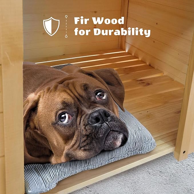 Critter Sitters Indoor or Outdoor 41'' Pet House, Weather-Resistant Dog House for Pets up to 44 Pounds, Waterproof Outdoor Dog House for Cats, Dogs, or Rabbits, Fir Wood Cat Houses for Outdoor Cats