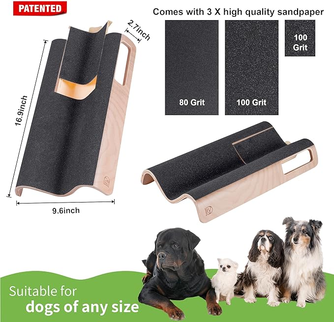 M-Shaped Dog Scratch Pad for Nails with Treat Box, Dog Nail Scratch Board for Large Dogs, Dog Nail File Toy and Shorten Dog’s Side Nail Easier (with Treat Box, L)