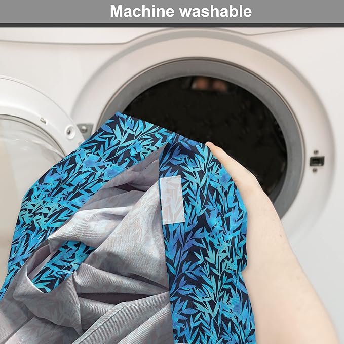 Lunarable Leaf Print Dog Crate Cover, Watercolor Hawaiian Inspired Nature Exotic Silhouettes on Dark Back, Easy to Use Pet Kennel Cover for Medium Large Dogs, 18 Inch, Violet Blue Turquoise