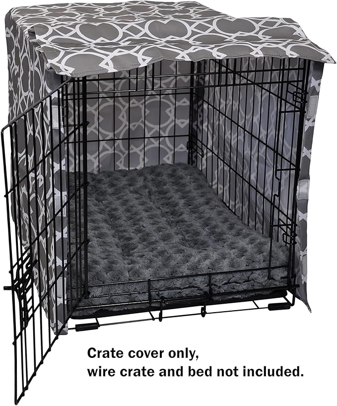 Dog Crate Cover 24 Inch | Pet Kennel Cover Fits Most Standard 1 to 3-Door Wire Dog Crates | Liquid Repel, Wrinkle Less, Machine Wash & Dry | Stylish Fabric Pattern for Home Decor