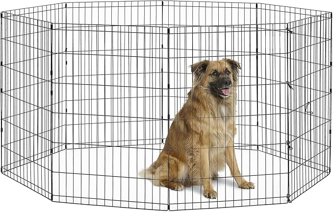 New World Dog Exercise Pen & Playpen, 24" W x 36" H, No Door, Black
