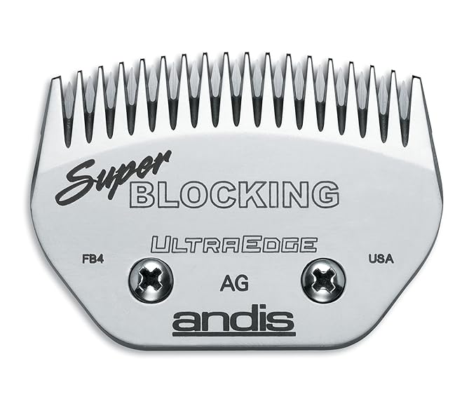 Andis 64340 Carbon-Infused Steel UltraEdge Super Blocking Large Animal Clipper Blade, Blocking, Stainless Steel