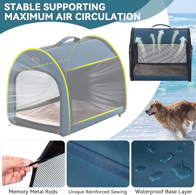 PETSFIT Soft Sided Dog Crate, Travel Dog Crate - 19 Inch Lightweight, Roomy, Easy to Set Up, Sturdy Portable Dog Kennel with Thick Mat, Navy Blue