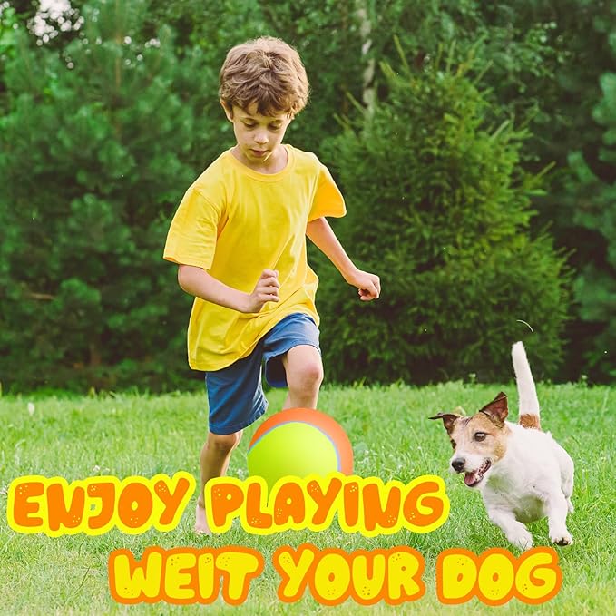 Giant Dog Tennis Ball Big Pet Toys Outdoor Sports Ball with Inflating Needles for Small Medium Large Dog (Yellow+Orange, 9.5inch)