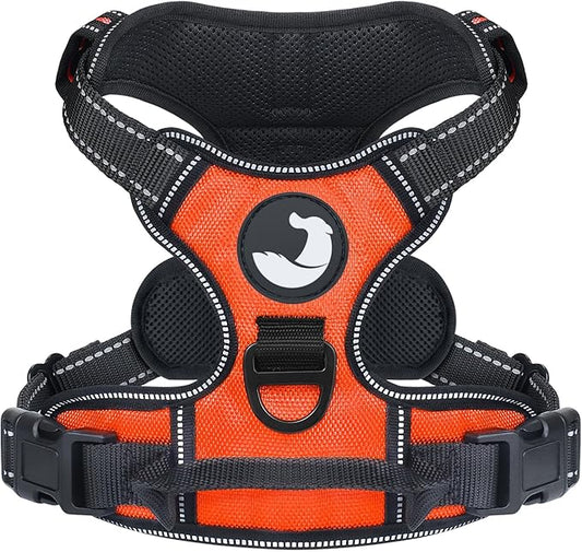 Joytale No Pull Dog Harness for Extra Large Dogs, Reflective Pet Vest with Front Clip, Adjustable Soft Padded Harnesses with Easy Control Handle for Training and Walking, Orange, XL