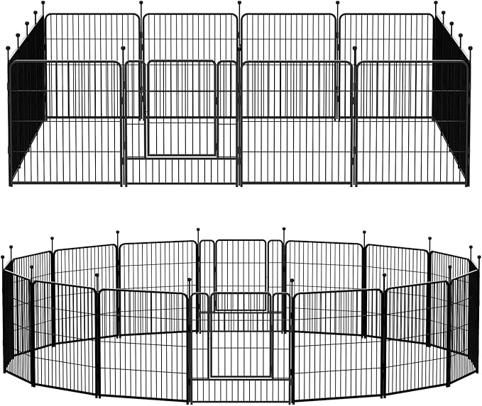 Dog Playpen, Dog Fences for The Yard, Portable Outdoor Dog Playpen for Large/Medium/Small Dogs, Foldable Metal Dog playpen, with Doors (New Thickened Version 8 Panels, 32")