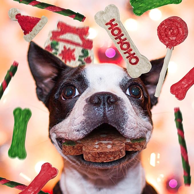 MON2SUN Christmas Dog Rawhide Treats Holiday 14Count Stocking for Small Dogs