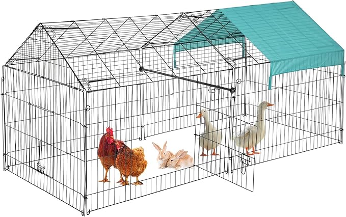 BMS Chicken Cage Pens Crate Chicken Coop Rabbit Run Cage Enclosure Exercise Pen Pet Playpen, Black