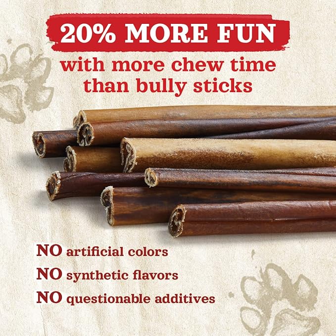Natural Farm Odor-Free Collagen Dog Chews, (12-Inch, 12-Pack), Long Lasting Bully Sticks & Rawhide Alternative Dog Treats, 95% Collagen, High Protein Best Dental Dog Treats – Medium & Large Dogs