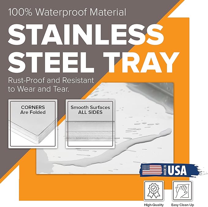 You & Me Replacement Dog Crate Pan Chew Proof and Crack Proof Pet Kennel Tray Pan Metal Pan for Dog Cage Training Crate Pan Pet Supplies (Stainless Steel, 36 x 22.2 x 1)