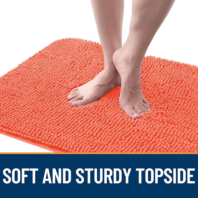 OLANLY Dog Door Mat for Muddy Paws 36x24, Absorbs Moisture and Dirt, Absorbent Non-Slip Washable Mat, Quick Dry Chenille, Mud Mat for Dogs, Entry Indoor Door Mat for Inside Floor, Coral