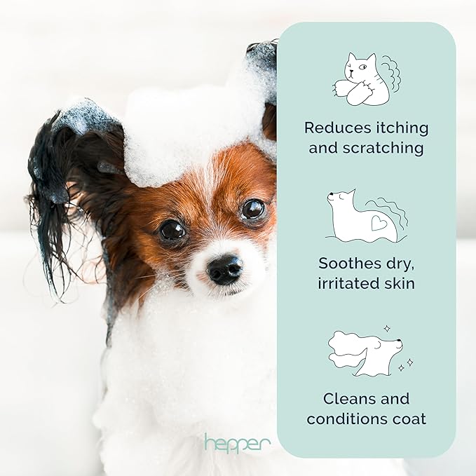 Hepper Oatmeal Shampoo for Dogs, Cats and Other Pets - All Natural Pet Shampoo: No Dog Soap, Cat Soap or Pet Soap - Dog Shampoo Sensitive Skin, Dog Dry Skin, Dog Itchy Skin Treatment -Cucumber & Aloe