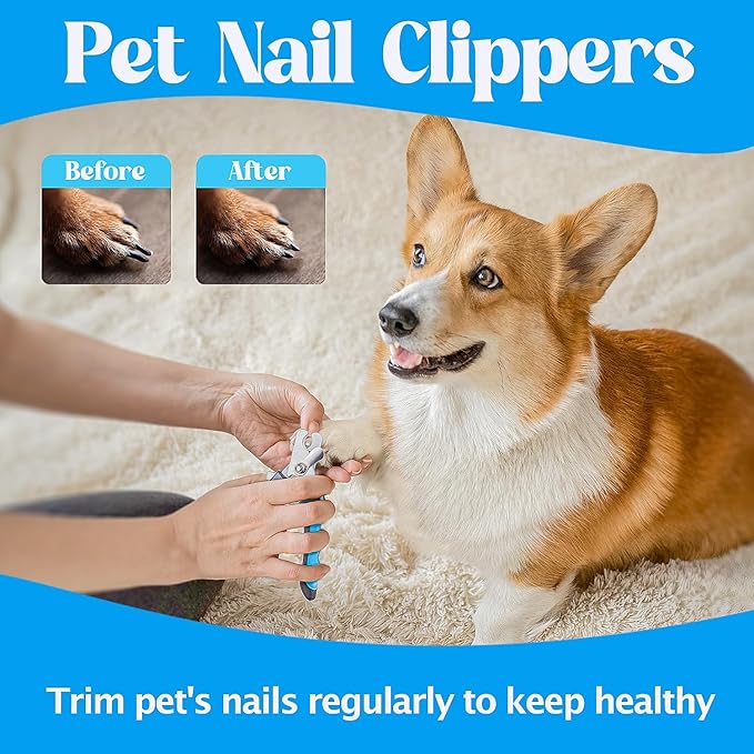 6 PCS Grooming Kit for Dogs Cats Comb Deshedding Dog Brush Pet Knot Opener Cleaning Slicker Brush Nail Clipper Toothbrush Pet Hair Removal Tool Washing Supplies for Small Medium Large Dog Cat