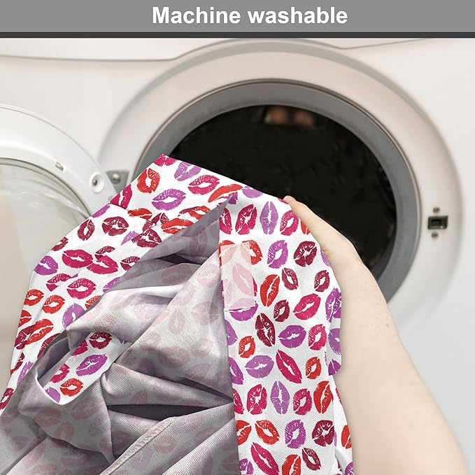 Lunarable Kiss Dog Crate Cover, Fun Colorful Design Lipsticks Kisses Fashion Illustration Print Artwork, Easy to Use Pet Kennel Cover for Medium Large Dogs, 36 Inch, Fuchsia and Raspberry