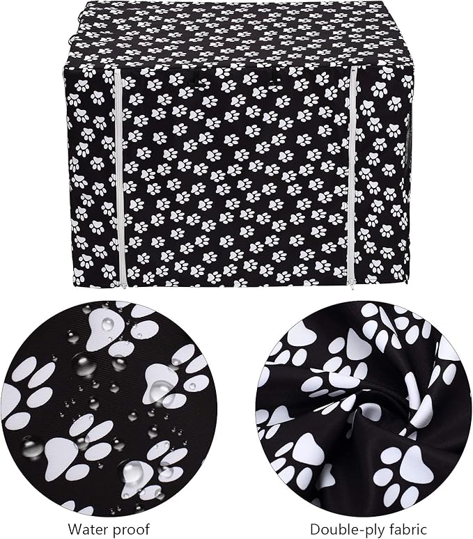 Pethiy Dog Crate Cover Durable Polyester Pet Kennel Cover Universal Fit for Wire Dog Crate - Fits Most 42 inch Dog Crates - Cover only-Black-42
