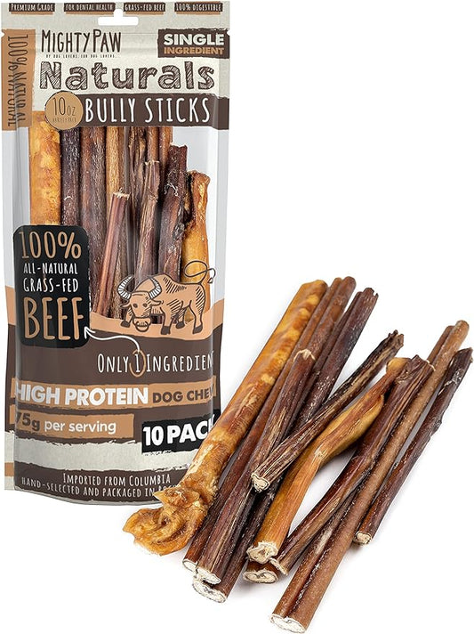 Mighty Paw Naturals Bully Sticks for Dogs (Bully Stick Variety - 10 Pack)