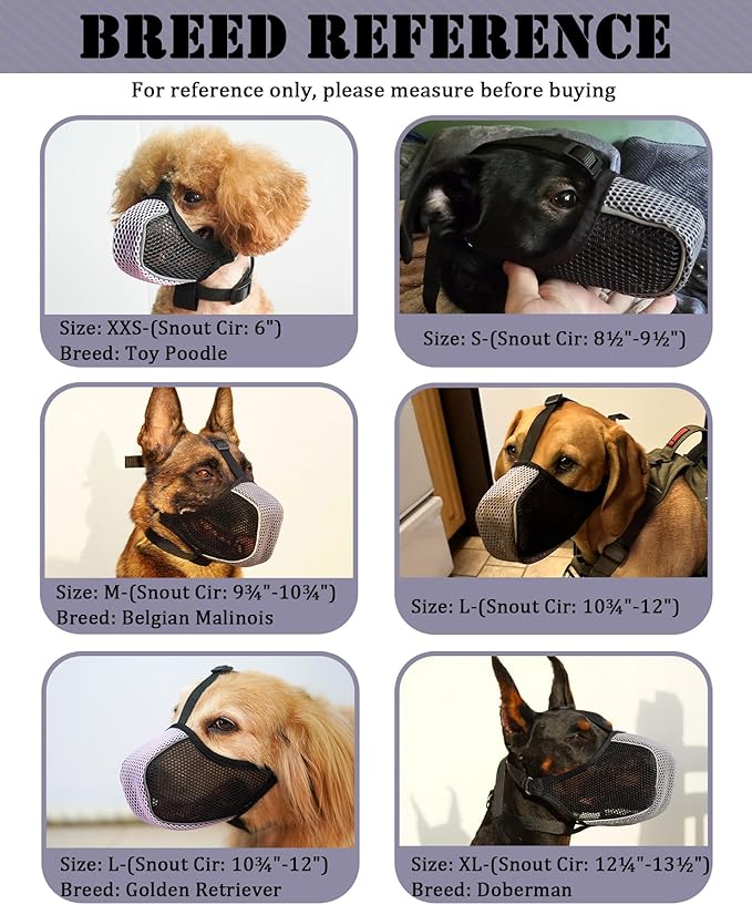 Mayerzon Dog Muzzle, Patented Mesh Soft Muzzle for Large Medium Small Dogs for Scavenging Grooming Biting Chewing, Breathable Reflective Doberman Husky Muzzle with Collar for Labrador Retriever Poodle