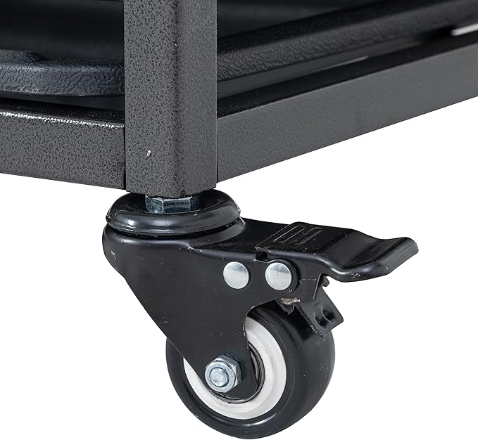 48" Metal Dog Cage with 4 Lockable Casters, Heavy Duty Inoor Dog Kennel with Doors and Roof for Large or Medium Dogs, Black