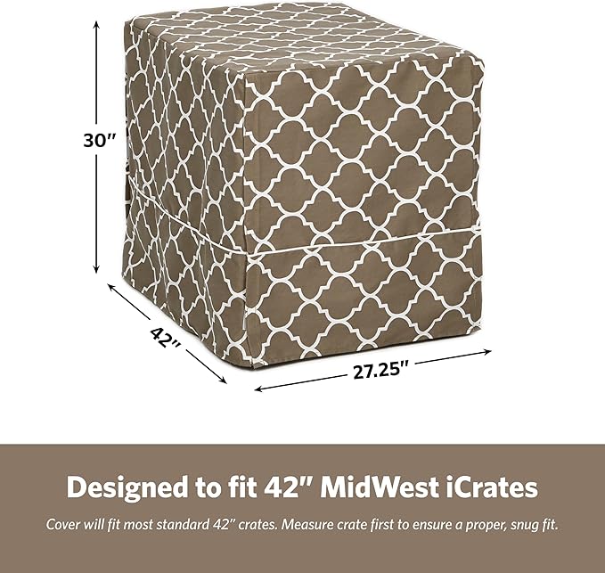 MidWest Homes for Pets Dog Crate Cover, Privacy Dog Crate Cover Fits Midwest Dog Crates, Crate Cover Only; Machine Wash & Dry; Brown Geo Print; 42 inch