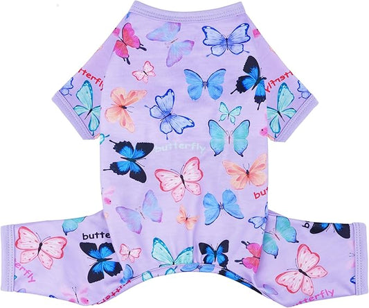 Dog Pajamas Spring Summer Dog Clothes for Small Medium Dogs Girl Boy Cute Soft Puppy Pjs Clothes Doggie Onesies Cat Pet Outfit(Violet,XS)