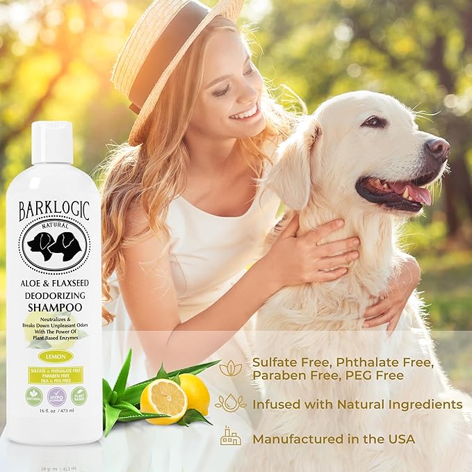 Deodorizing Lemon Dog Shampoo - Sulfate Free, No Phthalates, No Parabens, No PEG's, Made with Naturally Derived Ingredients