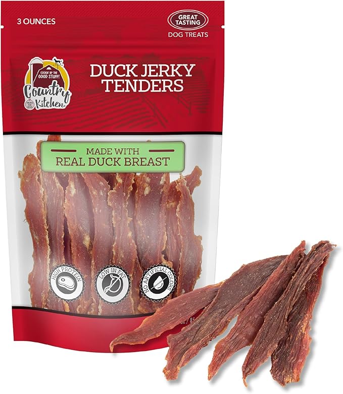 Duck Jerky Tender Dog Treats, High Protein, Low Fat, No Artificial Colors, 3 oz