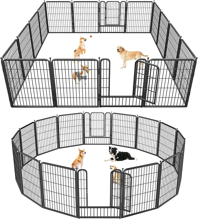 Dog Playpen 32" Height 16 Panels Portable Dog Fence Outdoor for Yard Puppy Playpen Indoor Dog Pen Outdoor for Medium/Small Dogs, Heavy Duty Pet Playpen Dog Kennel for RV, Camping, Yard