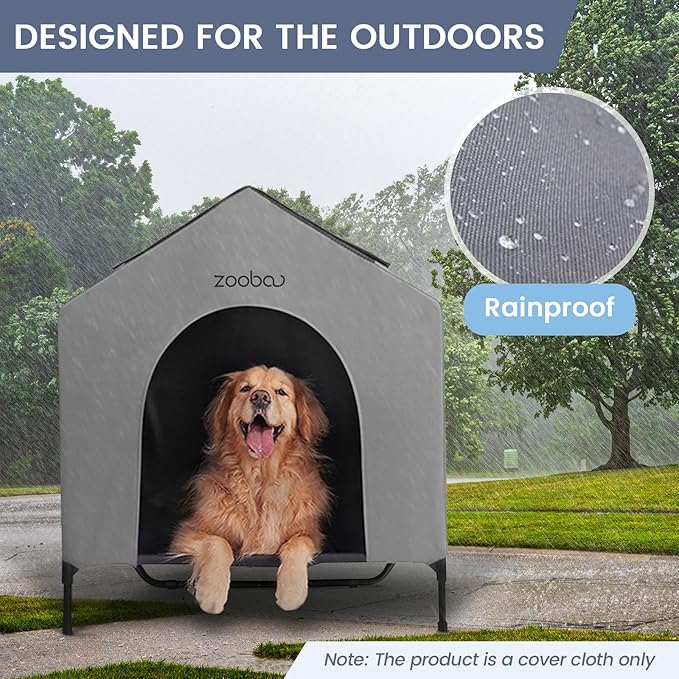 42” Durable Dog House Cover - Waterproof & UV-Resistant 600D Oxford Fabric Canopy for Outdoor Kennels - Cover Only, Fits 36"x30"x44" Houses - Protective Large Breed Shelter Top - Cool Grey