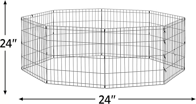 New World Dog Exercise Pen & Playpen, 24" W x 24" H, No Door, Black B550-24