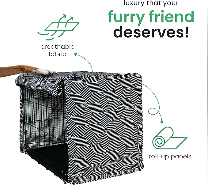 Molly Mutt Rough Gem Dog Crate Cover, 100% Cotton Canvas Cover with 2 Roll-Up Panels, Ideal for Dog or Cat Crate, Durable, Washable, and Free of Harmful Chemicals, 36" x 23" x 25"
