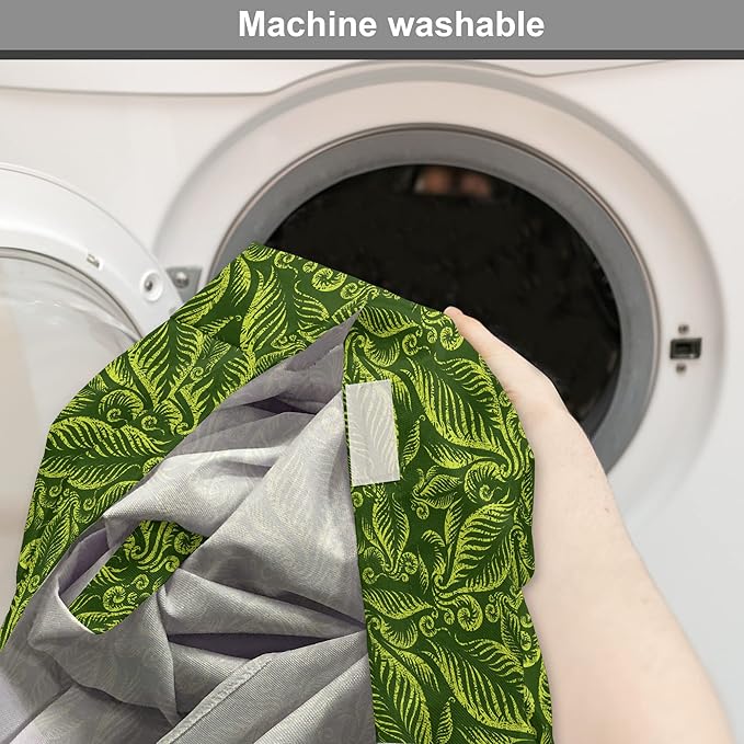 Lunarable Hunter Green Dog Crate Cover, Baroque Style Damask Floral Pattern with Leaves Swirled Branches Retro Design, Easy to Use Pet Kennel Cover for Small Dogs Puppies Kittens, 18 Inch, Lime Green