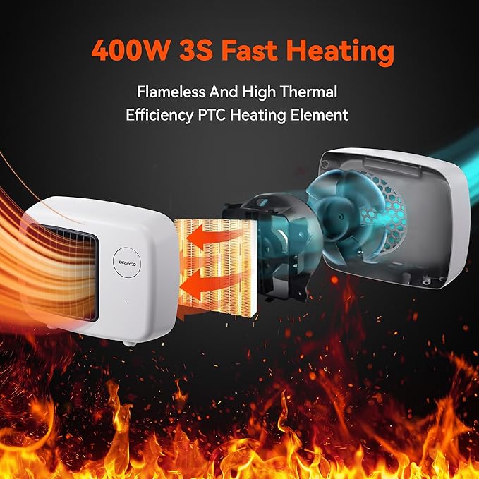 Dreyoo Dog House Heater with Thermostat, Pet House Heater with 6FT Anti Chew Cord and Safe Overheat Protection, 2 Heating Mode (200/400W) Pet House Furnace for Dogs Chicken Coops Rabbits(White,2 Pcs)