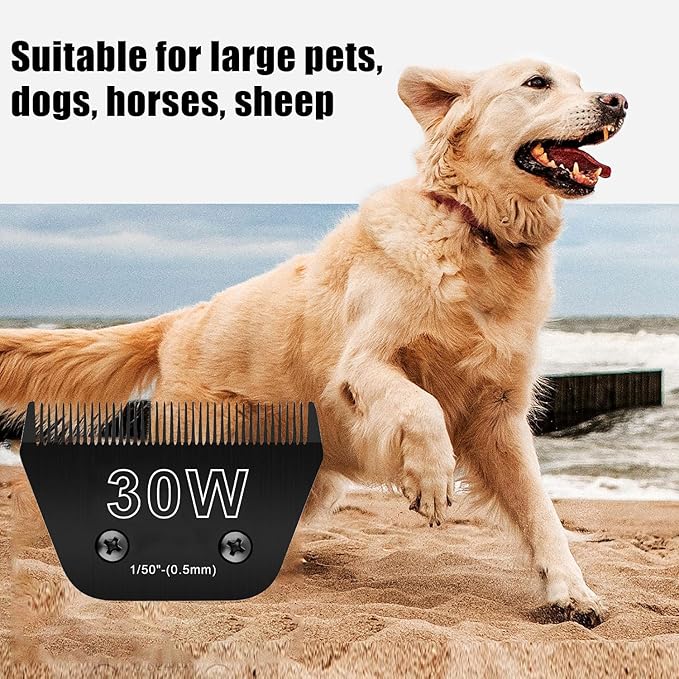 2PCS 30W Wide Blades for Dog Grooming Blades Compatible with Andis Dog Clippers Blades,Dog Clipper Blades Compatible with Oster A5,Wahl km10 Dog Clippers,Stainless-Steel Blade Sharp