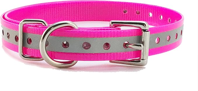 Replacement Strap for Dogtra Collars - 3/4" Wide Ultra-Durable Dog E-Collar Replacement for Training, Bark, Shock, Electric, and GPS Collars - 28" Adjustable Length Reflective Pink