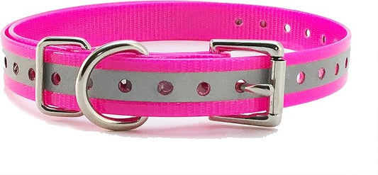 Replacement Strap for Dogtra Collars - 3/4" Wide Ultra-Durable Dog E-Collar Replacement for Training, Bark, Shock, Electric, and GPS Collars - 28" Adjustable Length Reflective Pink