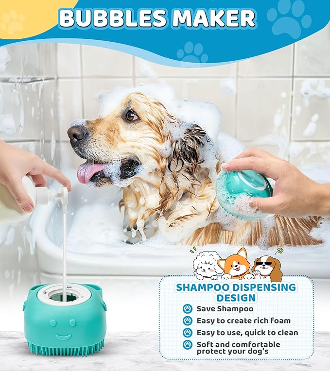 4 Pack Dog Bath Brush – Soft Silicone Pet Shampoo Brush for Dog & Cat Grooming, Massage & Cleaning – Gentle Scrubber for Bathing and Deshedding