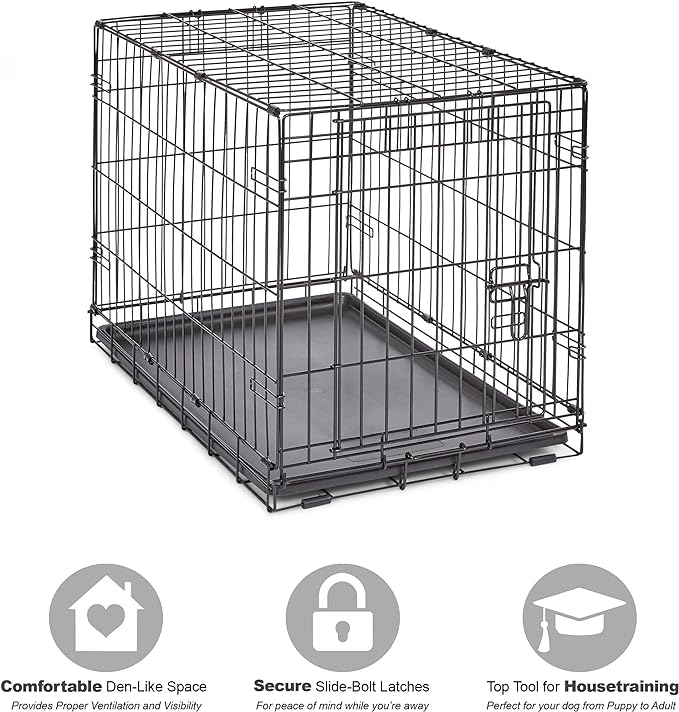 New World Newly Enhanced SingleDoor New World Dog Crate, Includes Leak-Proof Pan, Floor Protecting Feet, & New Patented Features, 30 Inch