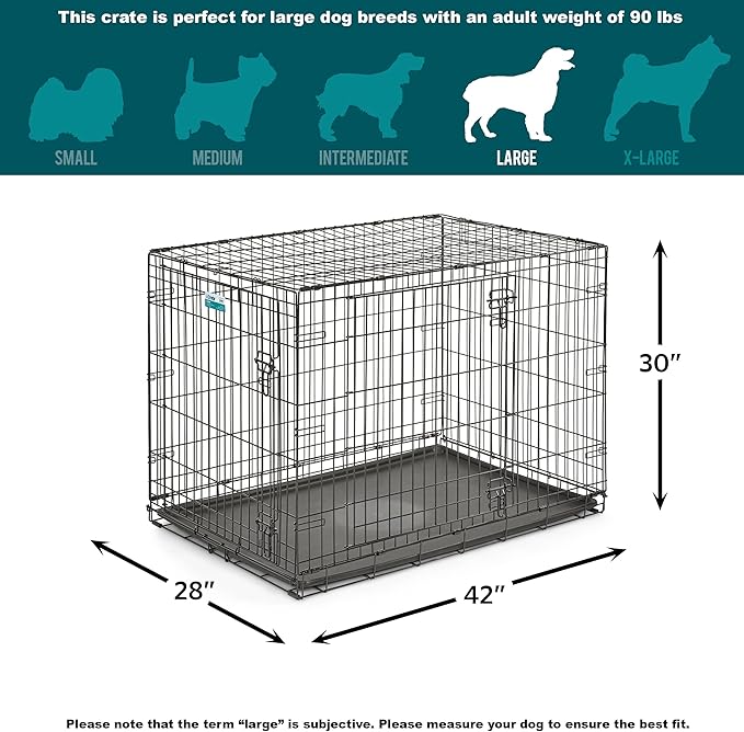 MidWest Homes for Pets Newly Enhanced Single & Double Door iCrate Dog Crate, Includes Leak-Proof Pan, Floor Protecting Feet, Divider Panel & New Patented Features