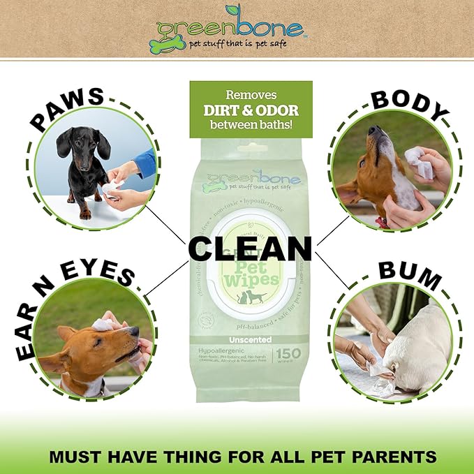 Gentle Pet Wipes Unscented 150 Wipes