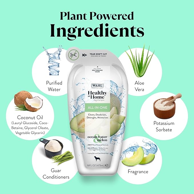 Wahl Professional Animal Healthy at Home Dog Shampoo - Plant Powered Grooming Shampoo - All-in-One