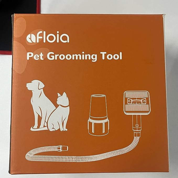 Afloia Innovative Pet Grooming Kit: Dog Brush Vacuum Attachment, Cat Brush with 1-1.5" Hoses Diameter Universal Adapter, Compatible with Most Round Vacuum Cleaners like Bissell, Eureka etc., Orange