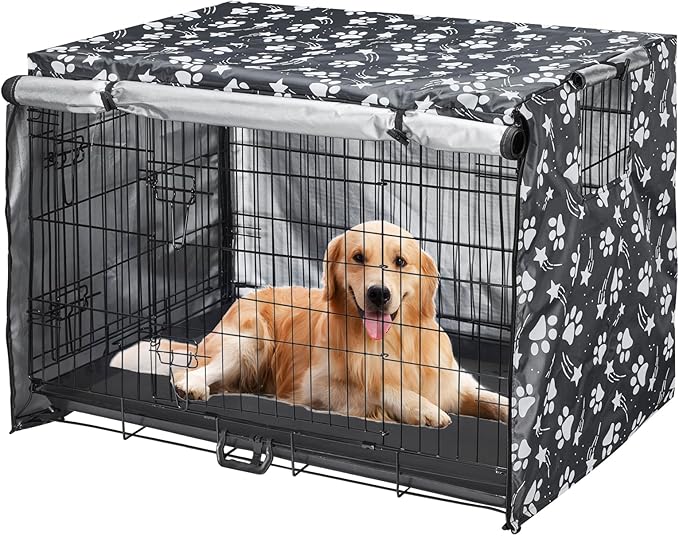 Dog Crate Cover 49 inch - Double Door, Dog Kennel Indoor, Waterproof Dog Kennel Cover with Air Vent Window, for Indoor/Outdoor Most Wire Dog Crate(Grey)