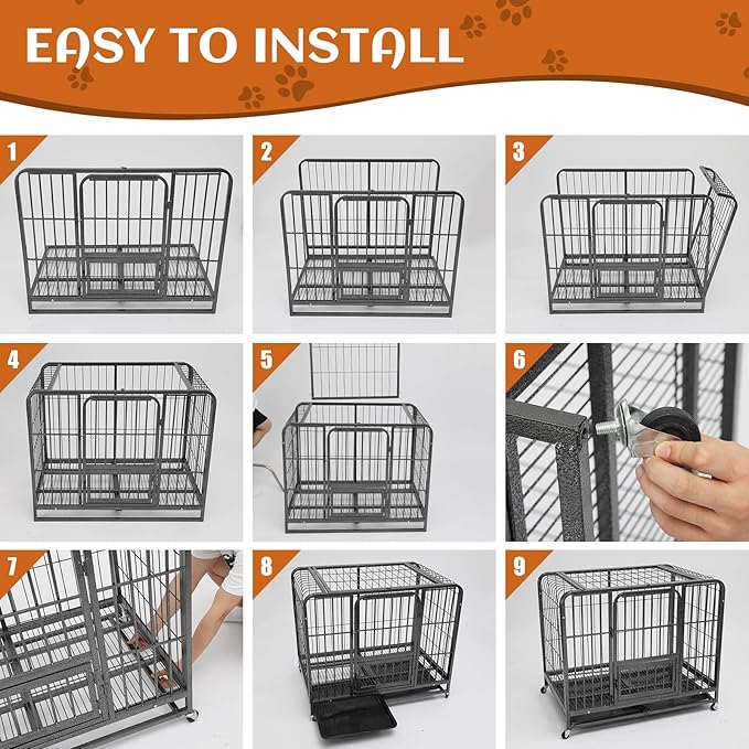 31inch Indestructible Metal Dog Crates for Small/Medium Dogs, Heavy Duty Escape Proof Dog Kennel Indoor with Lockable Wheels, High Anxiety Double Door with Removable Tray 31" L x 21.3" W x 28.7" H